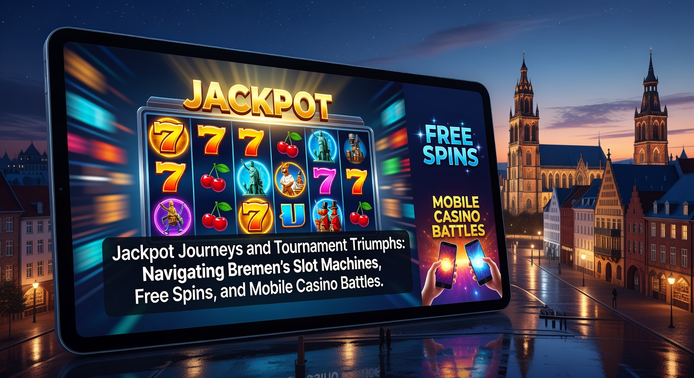 Leuchtende Slot-Maschinen in einem belebten Casino in Bremen mit Spielern im Fokus auf Jackpot-Displays und turnierartigen Bildschirmen
